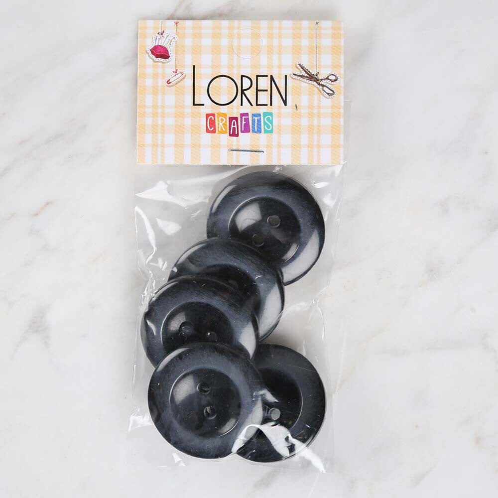 Loren Crafts 5'li Siyah Büyük Düğme - 1700